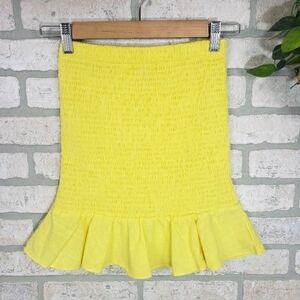 O. VIANCA Ruffled Bodycon Mini Skirt Yellow Size S